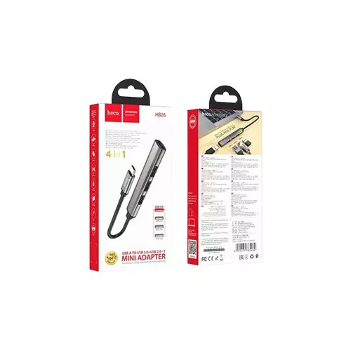 Hoco HB26 4 in 1 Type-C To USB Mini Adapter Hub-gallery-3