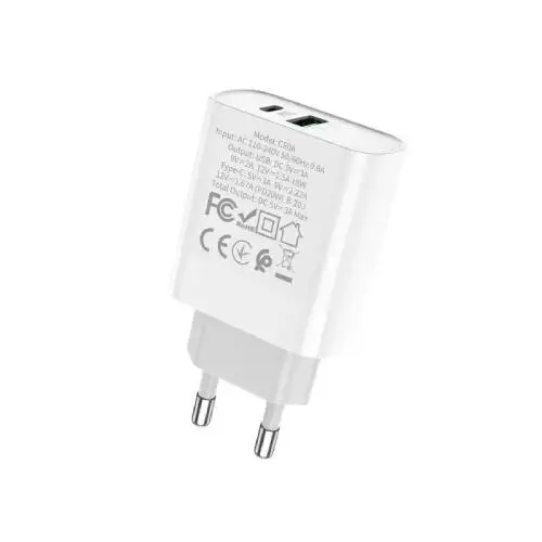 Hoco C80A 20W Dual Port Charger Adapter-gallery-1