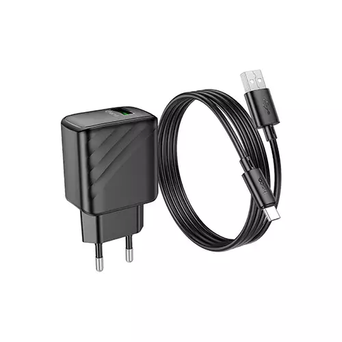 Hoco CS21A Rich 18W QC3.0 Single Port Charger with Type-C Cable-gallery-1