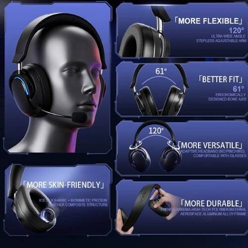 AULA A700 Wireless Gaming Headset - Black  - 2
