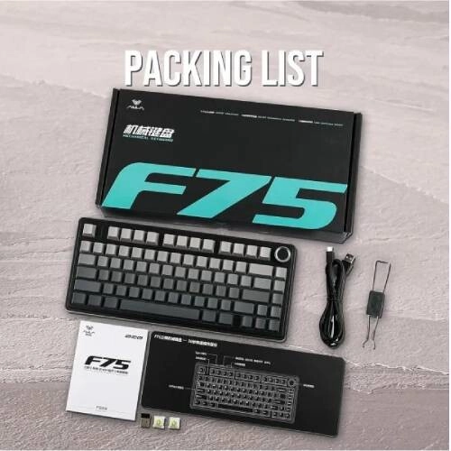 Aula F75 Pro Tri-Mode Wireless Black Gradient Mechanical Keyboard - 3