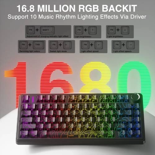 AULA F75 HE Hall Effect Tri-Mode Black Contour Gaming Keyboard - 1