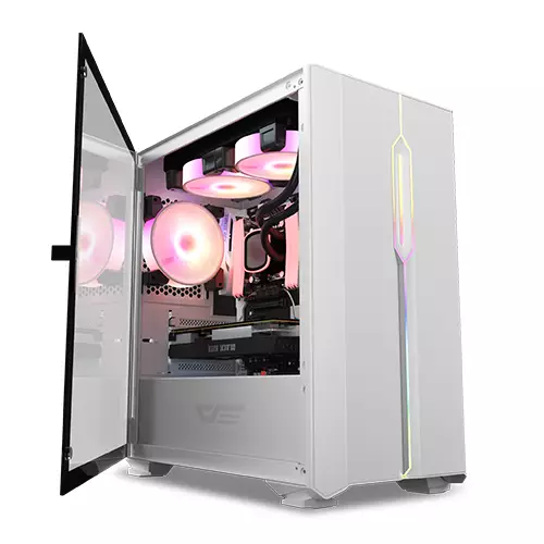 Aigo DarkFlash DLM23 Mini Tower Tempered Glass Micro-ATX Case (White)