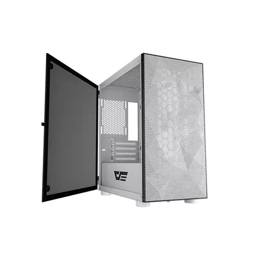 Aigo DarkFlash DLM21 MESH Tower Tempered Glass Micro-ATX Case (White)
