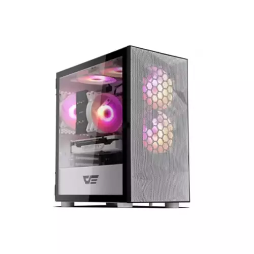 Aigo DarkFlash DLM21 MESH Tower Tempered Glass Micro-ATX Case (White)-gallery-1