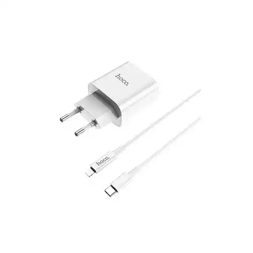 Hoco C76A Speed source PD3.0 EU Type-C output set White Wall charger with cable