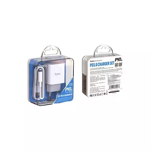 Hoco C76A Speed source PD3.0 EU Type-C output set White Wall charger with cable - 5