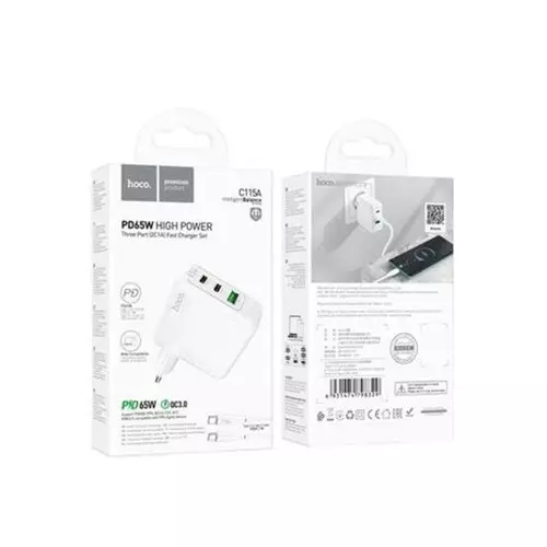 Hoco C115A Type-C & USB 65W Fast Charging Adapter-2