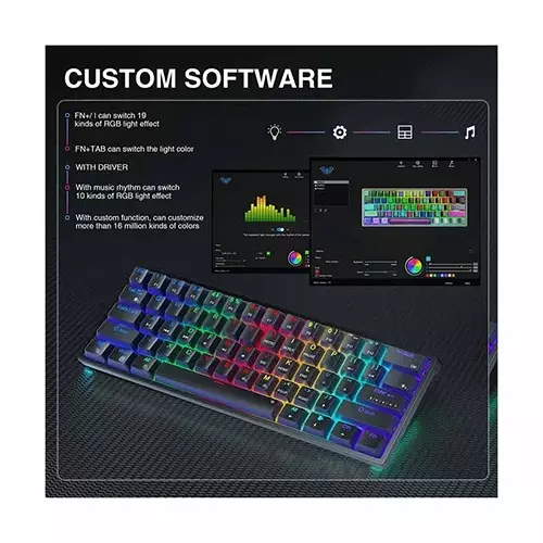 Aula F3261 RGB Hot Swap Blue Switch Wired Mechanical Gaming Keyboard (Black) - 3