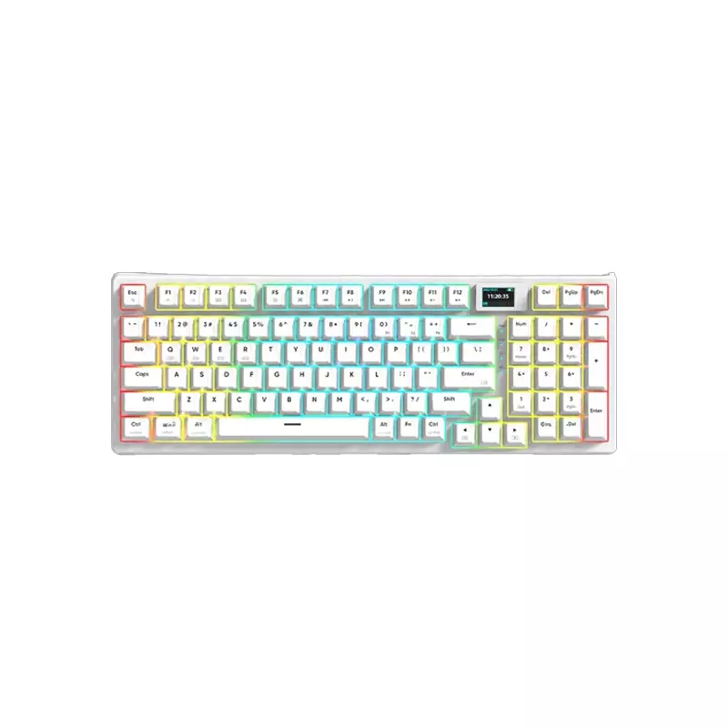 MONKA 3098 PRO TRI MODE RGB RED SWITCH HOTSWAPPABLE WHITE MECHANICAL KEYBOARD
