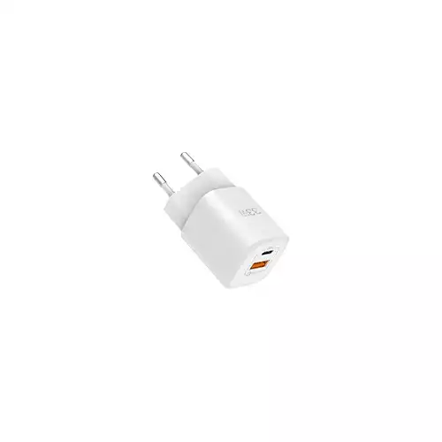 WIWU 33W GAN FAST CHARGER USB-C + QC3.0 POWER ADAPTER- WHITE