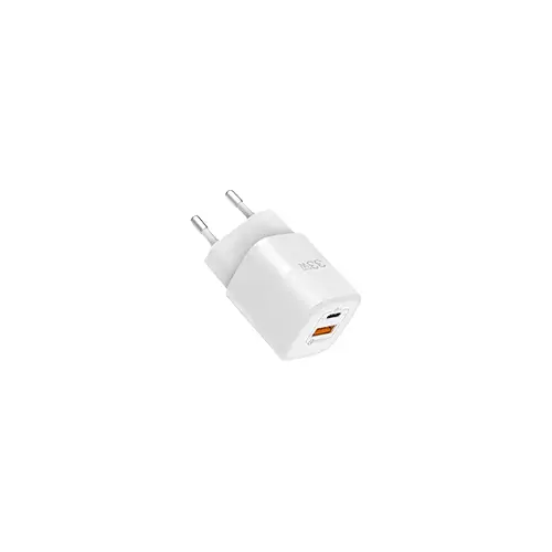 WIWU 33W GAN FAST CHARGER USB-C + QC3.0 POWER ADAPTER- WHITE