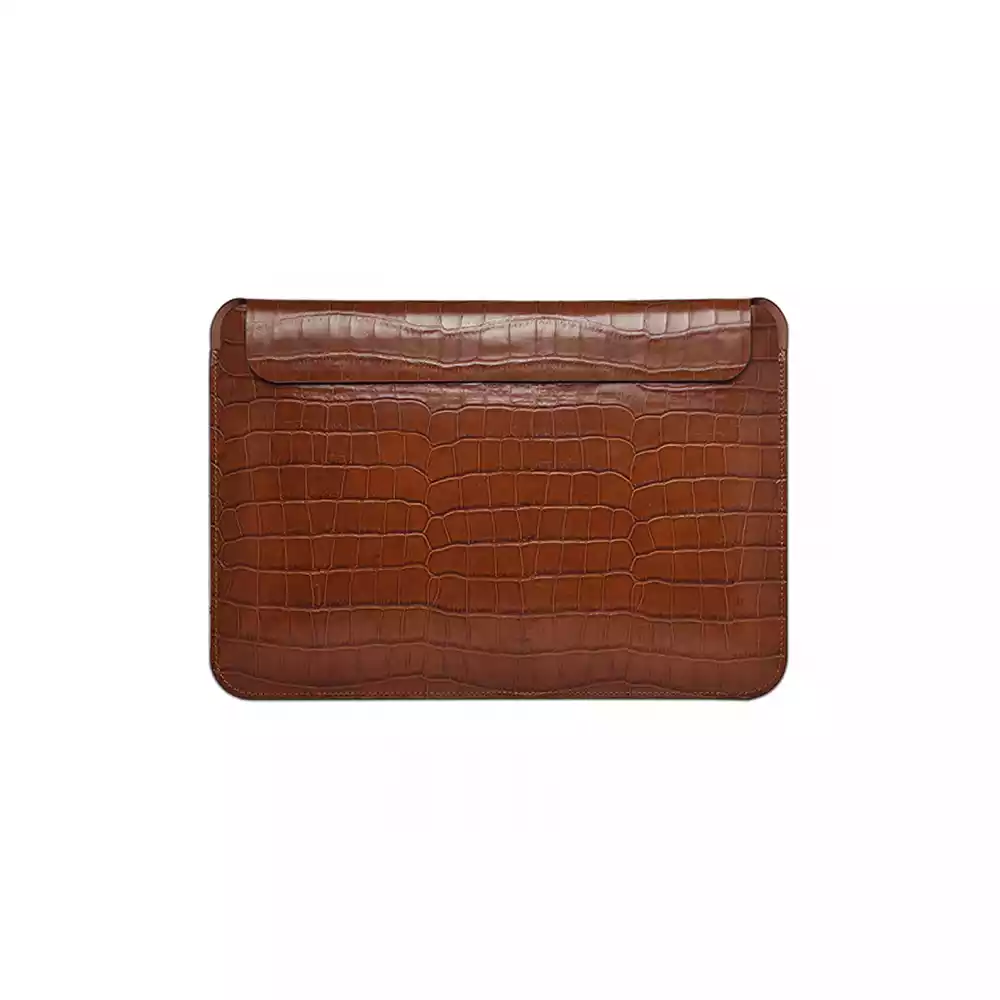 WIWU SKIN CROCO GENUINE 16.2 INCH LEATHER SLEEVE FOR MACBOOK (BROWN)