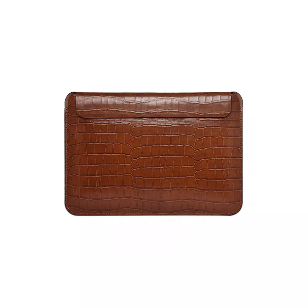 WIWU SKIN CROCO GENUINE 16.2 INCH LEATHER SLEEVE FOR MACBOOK (BROWN)