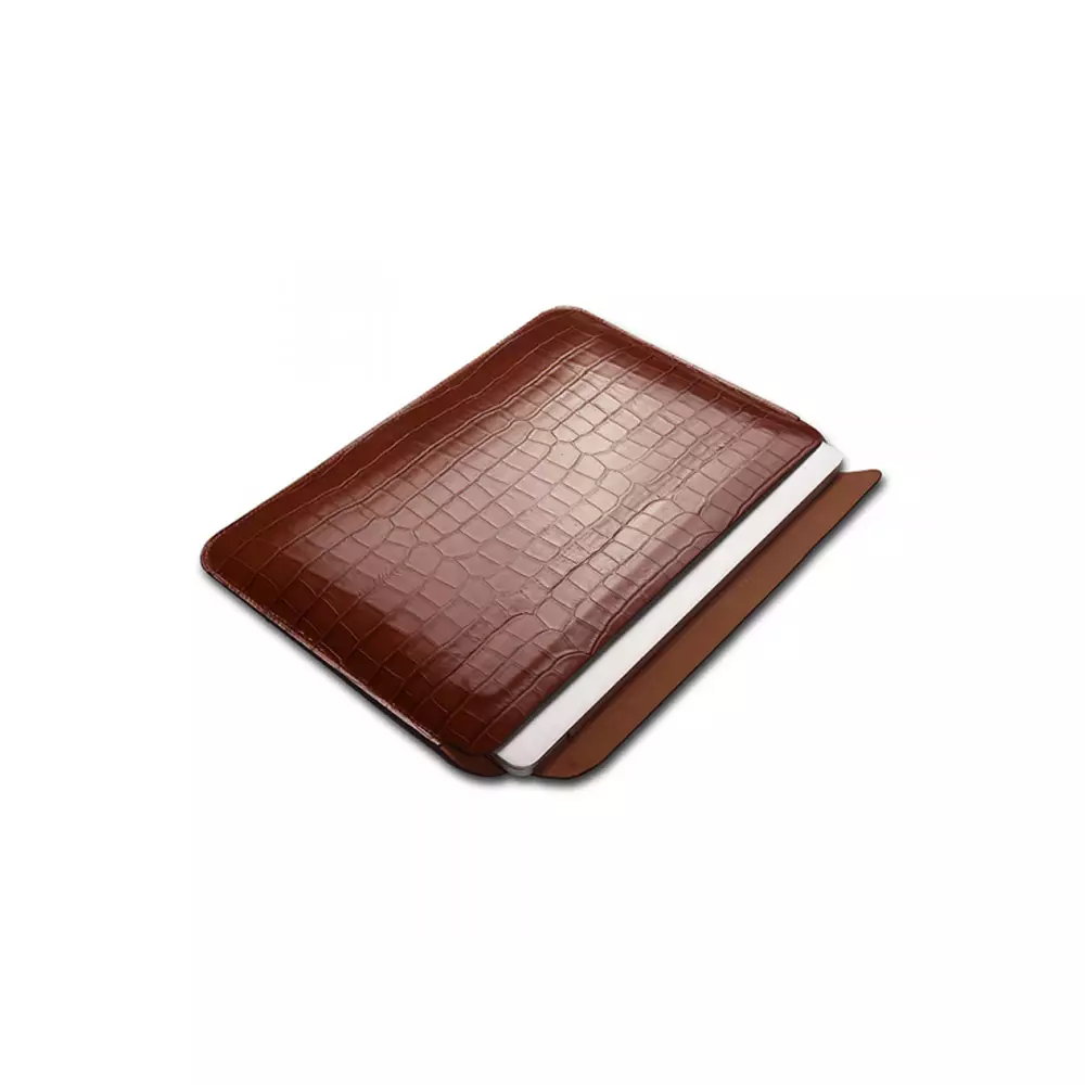 WIWU SKIN CROCO GENUINE 16.2 INCH LEATHER SLEEVE FOR MACBOOK (BROWN) - 0