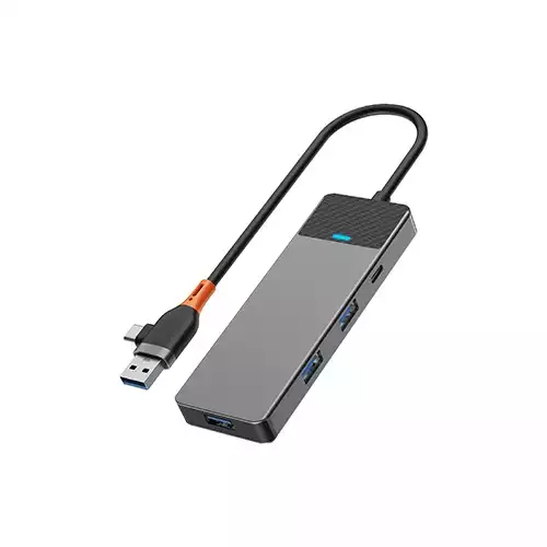 WiWU A431C Linker 4 in 1 USB-A & USB-C Gray Hub