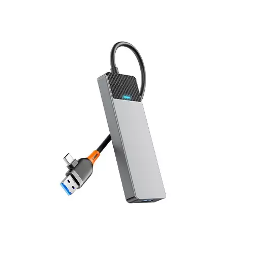 WiWU A431C Linker 4 in 1 USB-A & USB-C Gray Hub-gallery-1