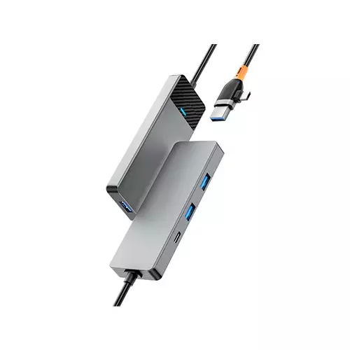 WiWU A431C Linker 4 in 1 USB-A & USB-C Gray Hub - 2