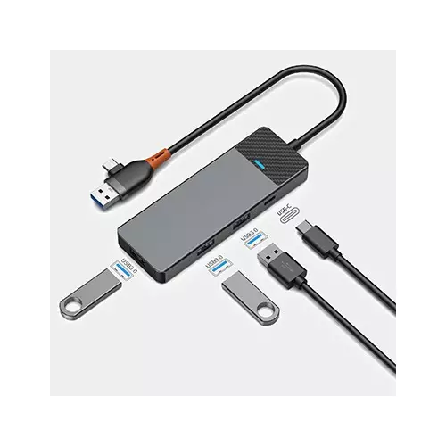 WiWU A431C Linker 4 in 1 USB-A & USB-C Gray Hub - 3