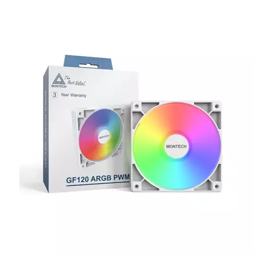 Montech GF120 ARGB PWM 3 in 1 Pack 120mm Casing Fan (White)