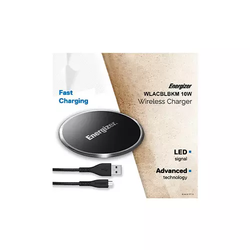 Energizer WLACBLBKM 10W Wireless Charger With Micro USB Cable (Black) - 1