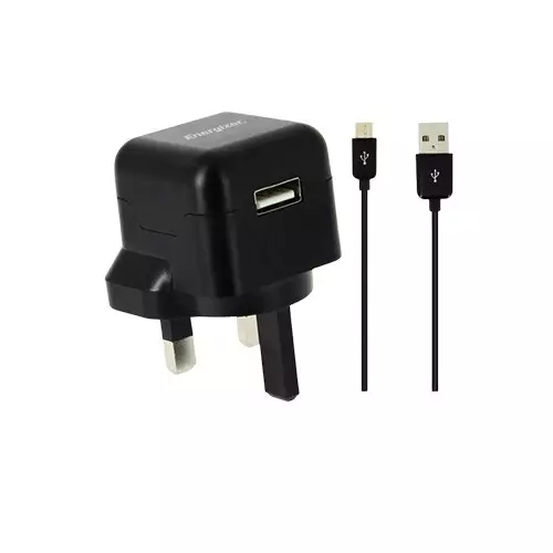Energizer ACA1AUKCMC3 CL USB Charger Adapter With Micro USB Cable-(Black)