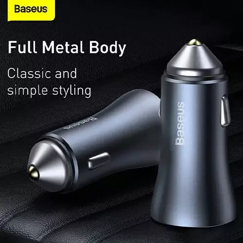 Baseus TZCCJD-0G 40W Dual Port Mini Car Charger with Type-C Cable-gallery-2