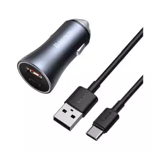 Baseus TZCCJD-0G 40W Dual Port Mini Car Charger with Type-C Cable