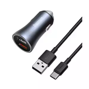 Baseus TZCCJD-A0G 40W Dual Port Mini Car Charger with Type-C Cable