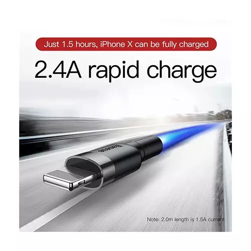 Baseus Cafule Durable Nylon Braided QC3.0 2.4A 1M USB to Lightning Cable - 1