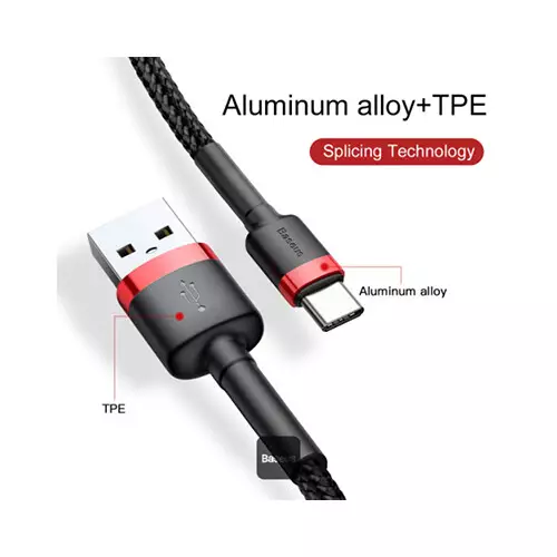 Baseus Cafule Durable Nylon Braided QC3.0 2A 2M USB Type-A to Type-C Cable - 3