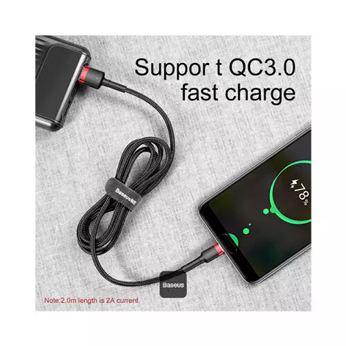 Baseus Cafule Durable Nylon Braided QC3.0 2A 2M USB Type-A to Type-C Cable-gallery-2