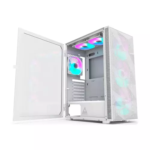 Montech X3 Mesh RGB Lighting Tempered Glass ATX Mid-Tower Gaming Case (White)-gallery-1