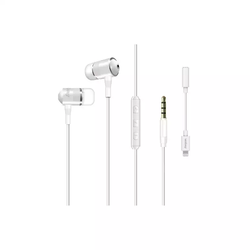 Energizer UIL35WH Earphones with Lightning Audio Converter