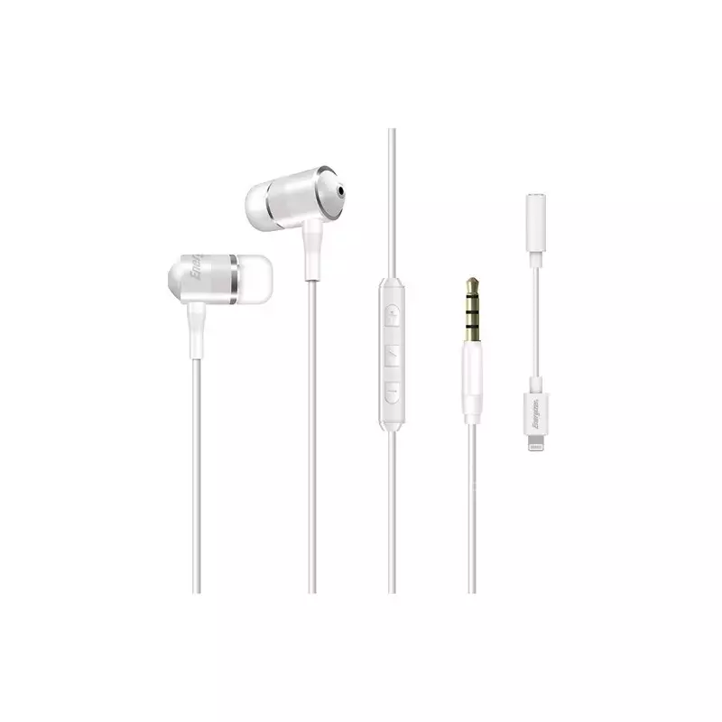 Energizer UIL35WH Earphones with Lightning Audio Converter