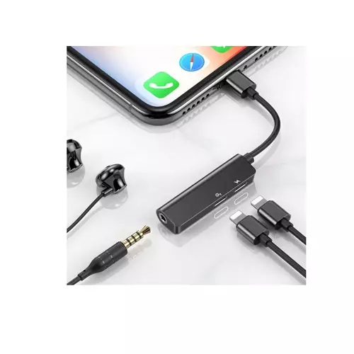 BASEUS 3-IN-1 IP MALE TO DUAL IP & 3.5MM FEMALE ADAPTER L52 - 1