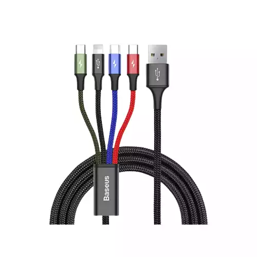 BASEUS CA1T4-B01 FAST 4-IN-1 CABLE FOR LIGHTNING+TYPE-C(2)+M