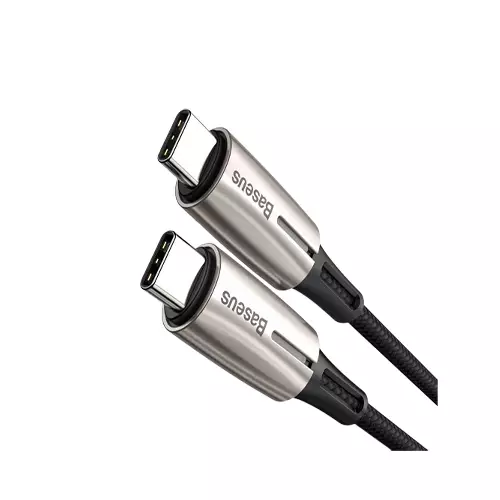 BASEUS CATSD-K01 WATER DROP-SHAPED LAMP TYPE-C TO TYPE-C CABLE 2M BLACK-gallery-2