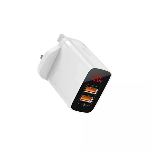 BASEUS CCJMHA-D02 MIRROR LAKE DUAL QC DIGITAL DISPLAY QUICK CHARGER (WHITE)-gallery-3