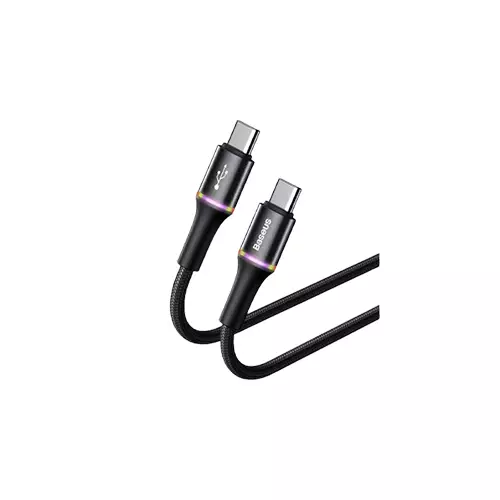 BASEUS CATGH-K01 2M HALO USB TYP C POWER DELIVERY LED CABLE (BLACK) - 2