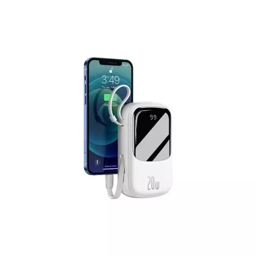 BASEUS QPOW DIGITAL DISPLAY QUICK CHARGING 20W 20000MAH POWER BANK WITH IP CABLE (WHITE) - 1