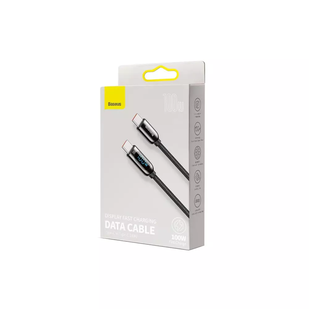 BASEUS 100W TYPE C TO TYPE C 1M FAST CHARGING CABLE WITH DIGITAL DISPLAY-gallery-3
