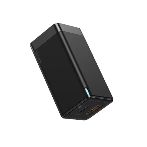 BASEUS GAN2 QC USB & USB-C 45W CN WHITE TRAVEL CHARGER - 1