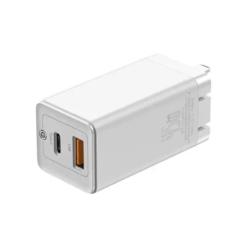BASEUS GAN2 QC USB & USB-C 45W CN WHITE WALL CHARGER-gallery-2