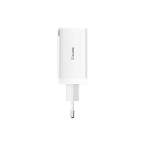 BASEUS CCGP120202 GAN5 PRO FAST CHARGER 2C+U 65W EU  WHITE TYPE-C  TO TYPE-C 100W 1M
