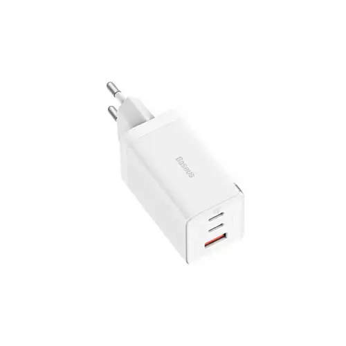 BASEUS CCGP120202 GAN5 PRO FAST CHARGER 2C+U 65W EU  WHITE TYPE-C  TO TYPE-C 100W 1M-gallery-1