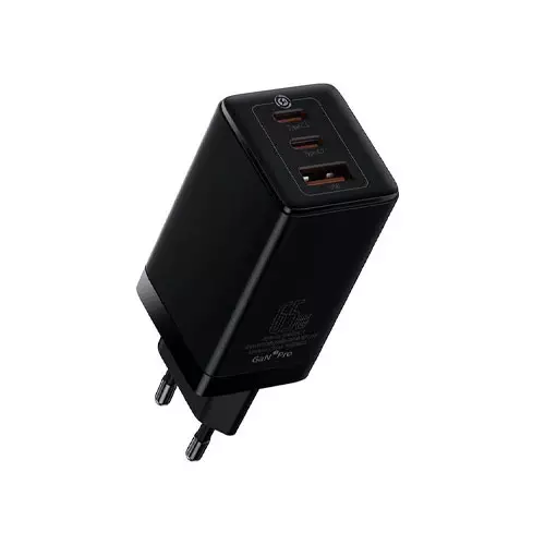 BASEUS GAN3 PRO CCGP050101 65W FAST AC CHARGER WITH 2 USB-C PD AND USB PORTS - 1