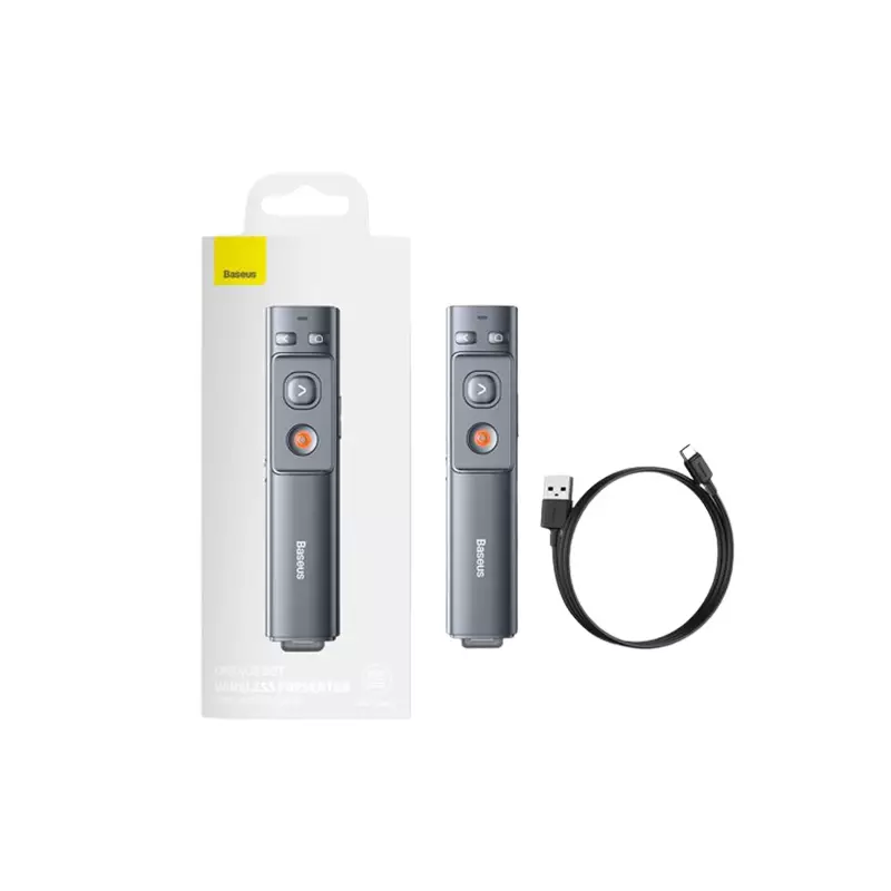 BASEUS WKCD000013 ORANGE DOT RED LASER CHARGING GREY WIRELESS PRESENTER