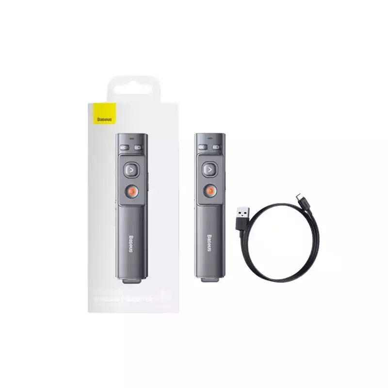 BASEUS WKCD000013 ORANGE DOT RED LASER CHARGING GREY WIRELESS PRESENTER