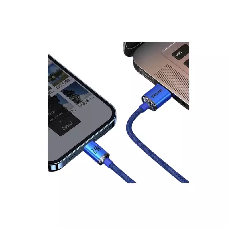 Baseus Crystal Shine Series USB Blue Charging & Data Cable (CAJY000003) - 3